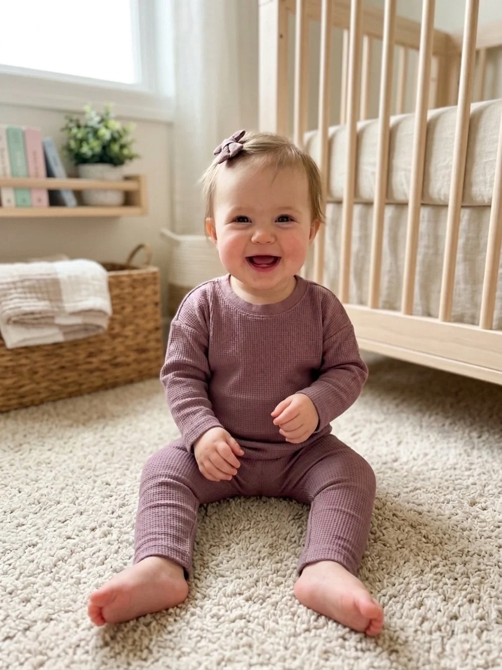 Kids Matching Set — Mauve Waffle Knit Two-Piece